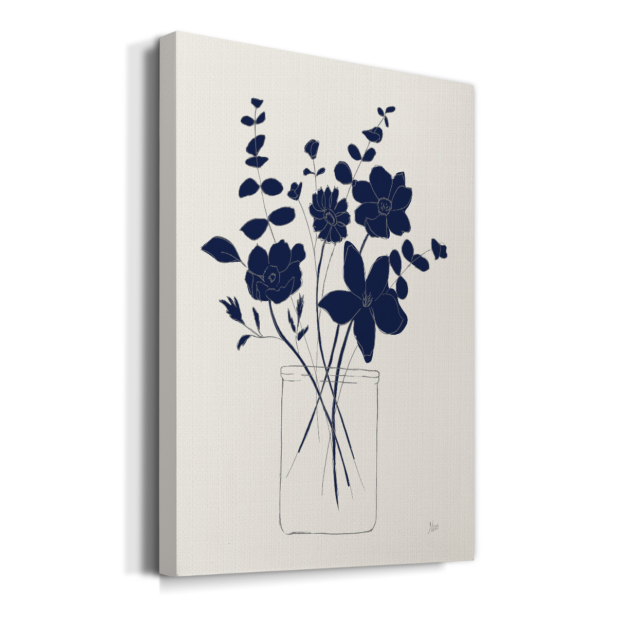 Indigo Sketch Bouquet I Premium Gallery Wrapped Canvas - Ready to Hang