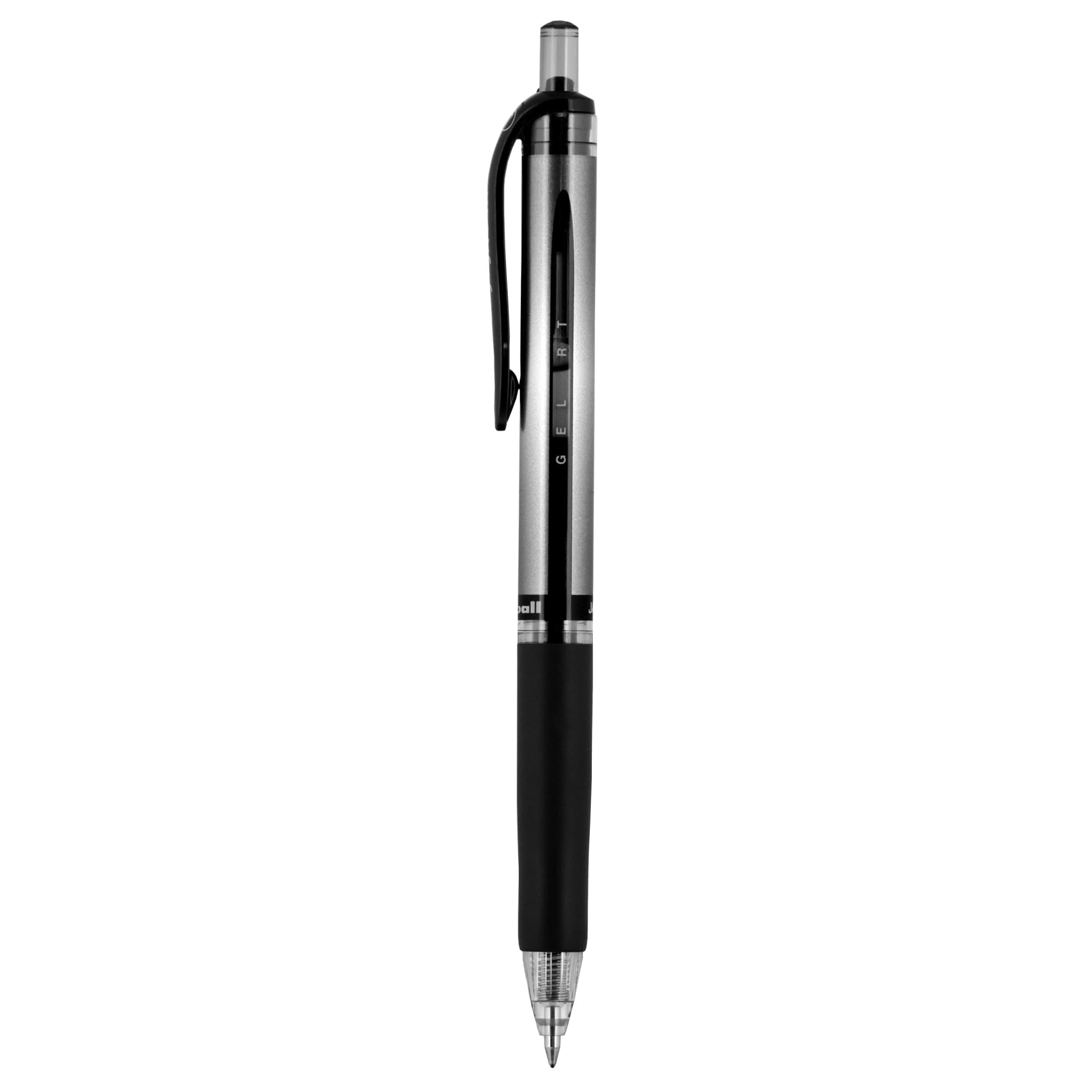 uni-ball® Signo Gel RT™ Retractable Pens, Medium Point, 0.7 mm, Silver Barrel, Black Ink, Pack Of 12 Pens