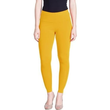 Stylesindia Women Leggings Breathable Women Wear Versatile Tights for Women Elastic Waistband Comfort Lady Leggings (Cotton, Golden Yellow)