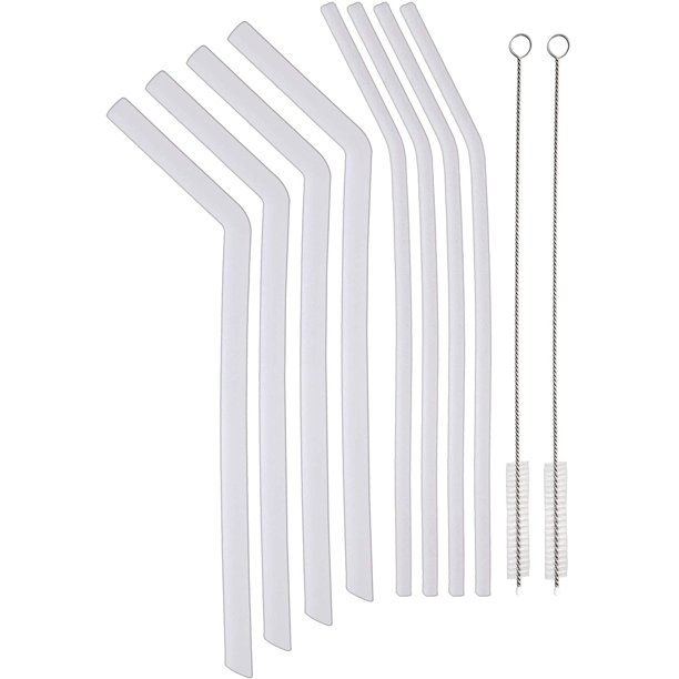 Clear Silicone Straws 8 Pack, (4) Jumbo & (4) Standard Sized Drinking