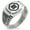 Silver, variant on Stainless Steel Kurushima Samurai Crest CZ Ribbed Needle Stripe Pattern Biker Style Polished Ring