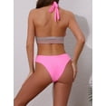 thumbnail image 3 of DARING DIVA Women's Color Block Wavy Stripes Bikini Sets Medium Pink, 3 of 6