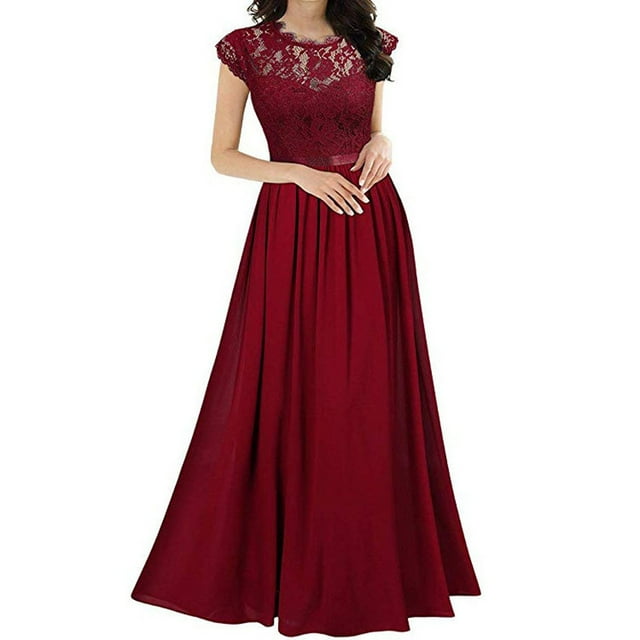 cllios Robes pour Invitées de Mariage pour Femmes Robes Formelles à Encolure en Dentelle Robes Maxi Élégantes Sans Manches Robes de Boîte de Nuit Robes de Fête d'Automne