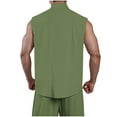 thumbnail image 5 of AHTJRT Men's Stylish Comfy Casual Sleeveless Zip Up Cotton Linen Vest High Neck Lightweight Breathable Everyday Wear Layering Shirt Army Green S, 5 of 5