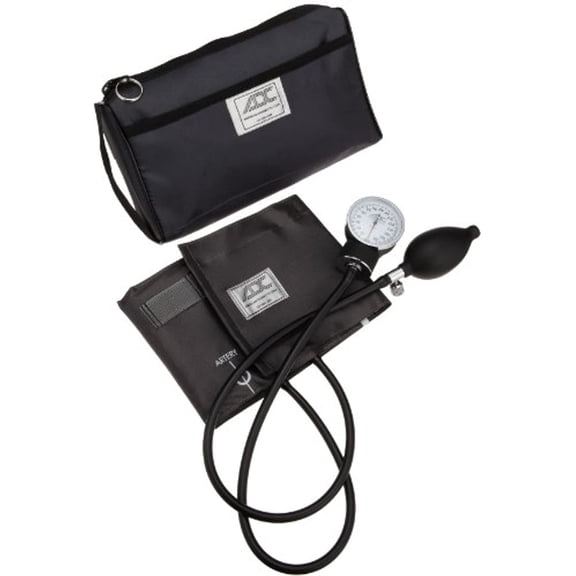 ADC Prosphyg 768 Pocket Aneroid Sphygmomanometer with Adcuff Nylon Blood Pressure Cuff, Adult, and Carrying Case, Gray