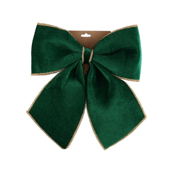 4 Pack Green Christmas Bows for Gift Wrapping, Decorative Velvet Gift Bows with Twist Tie for Presents, Tree, Wreath & Holiday Decorations, 11.42" x 13.78"