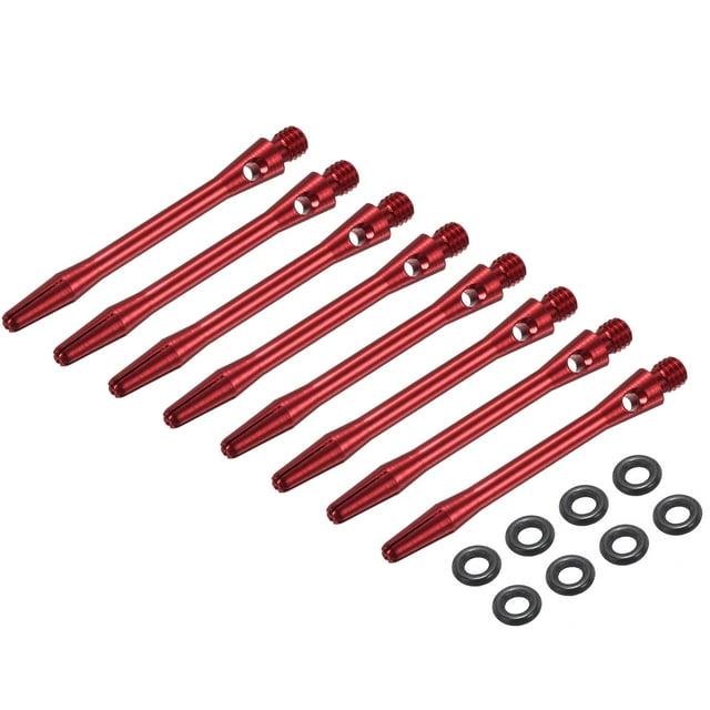 Uxcell 8Pcs Ejes de Dardos de Aluminio con Rosca 2BA, Accesorios de Reemplazo con Anillos de Goma para Punta de Acero, Rojo, 45mm