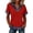 DI09_Red, variant on Dwellite Women's Short Sleeve Shirt with Denim Collar Cuffs Buttons Decor V-Neck Tops Dressy Casual Office Blouses Dark Gray S