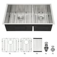 thumbnail image 2 of Double Bowl(60/40) Undermount Sink- 28"x19"x10" Double Bowl Kitchen Sink 16 Gauge with Two 10" Deep Basin, 2 of 7