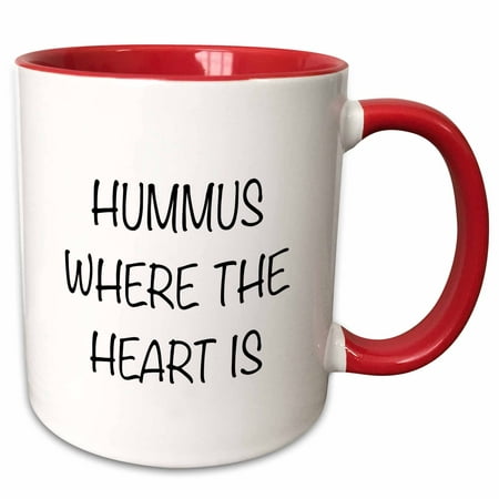 3dRose HUMMUS WHERE THE HEART IS - Two Tone Red Mug, (Best Roasted Red Pepper Hummus)