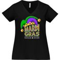 thumbnail image 3 of Inktastic Mardi Gras New Orleans Louisiana Jester Hat Women's Plus Size V-Neck T-Shirt, 3 of 5