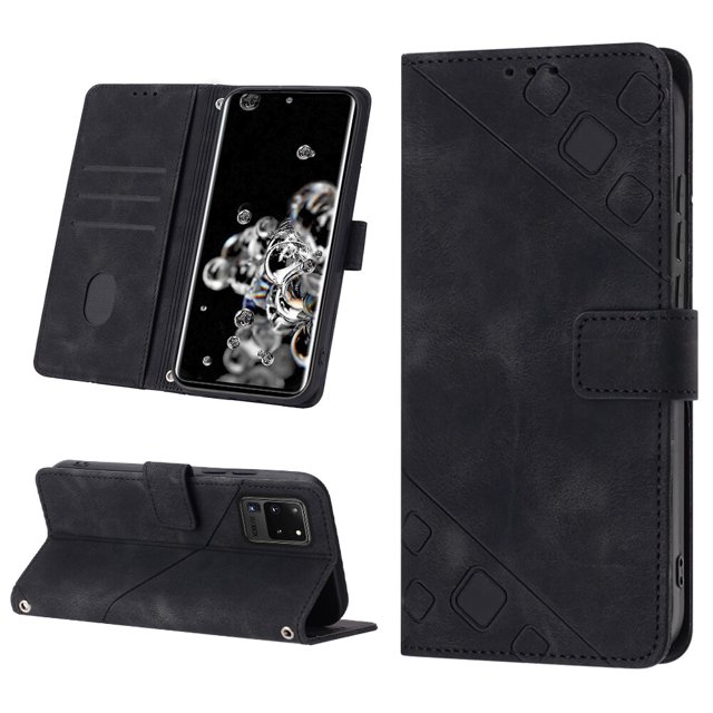 Compatible with Samsung Galaxy S20 Ultra 5G Classic Embossed PU Leather Case with Card Holder Shockproof Cover