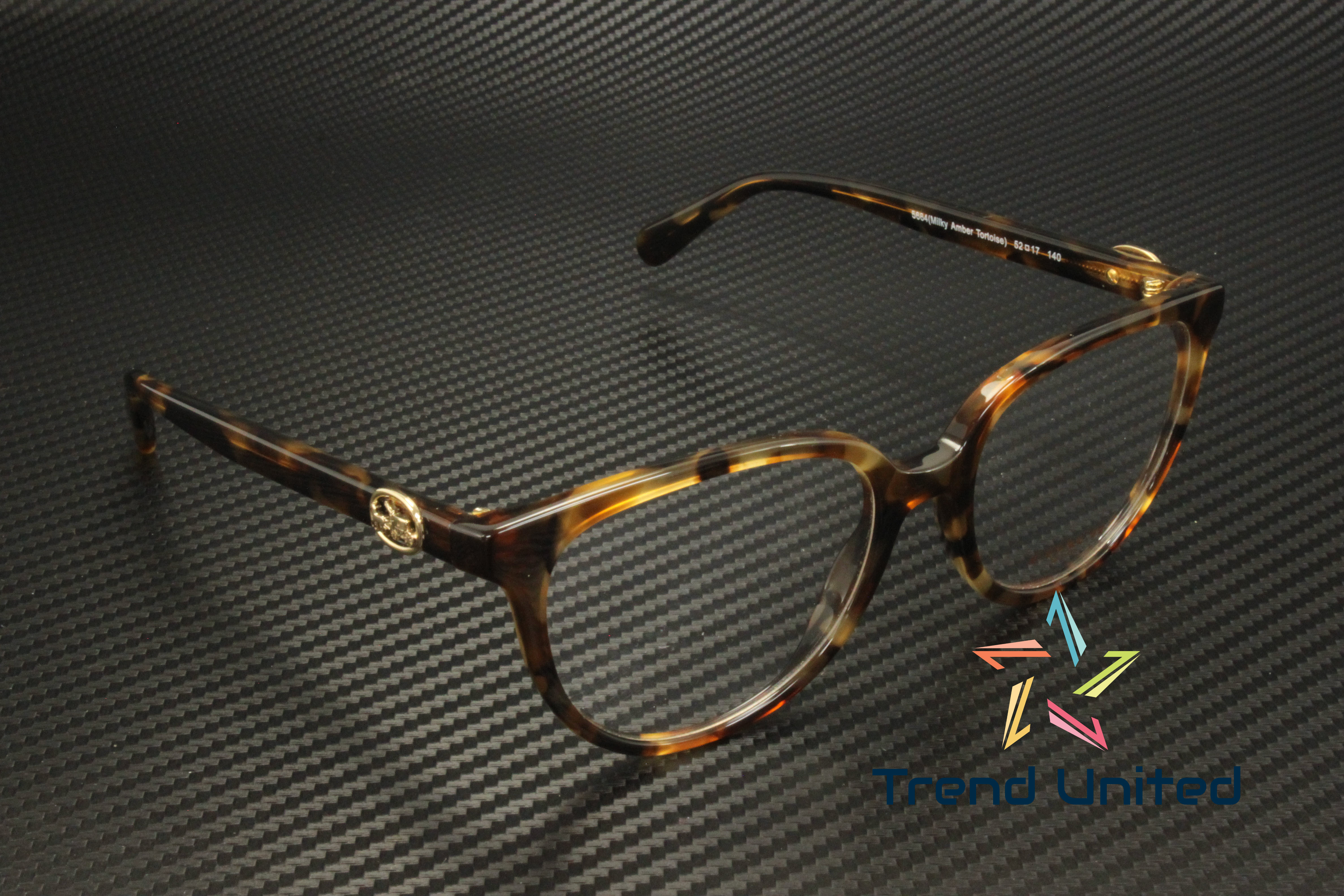 COACH HC6182F 5664 Milky Amber Tortoise Round Women\'s 55 mm Eyeglasses +2.50 COACH HC6182 5664 Milky Amber Tortoise Demo Lens 52 mm  main image 3
