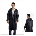 thumbnail image 3 of Ounissouiy Chubasquero largo para hombre, Poncho con capucha, impermeable, a prueba de viento, impermeable, poliéster, PVC, para actividades al Paraguas de lluvia, 3 of 6