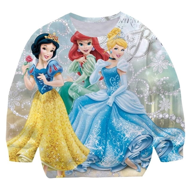 Sudaderas holgadas de princesa de Disney para niñas, jersey de manga larga con estampado de algodón en 3D, Tops para adolescentes, sudaderas con capucha de moda para niños 12M Gao Jinjia LED