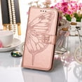 thumbnail image 4 of SaniMore Case for Motorola Moto G Stylus 5G 2023 (6.6"), PU Leather Skin with Luxury Embossed Butterfly [Wrist Strap & Card Slots & Flip Kickstand] Full-body Shockproof Business Wallet Cover, Rosegold, 4 of 6