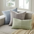 thumbnail image 6 of COOKCOK 2 Packs Grid Embroidery Throw Pillow Covers, 18x18 Inch Taupe, Farmhouse Cotton Linen Decorative Green Cushion Covers for Sofa Bed Living Room Home Decor, 6 of 7