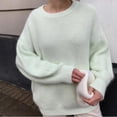 thumbnail image 5 of Busydd Women's Sweaters Fashion Solid Color Long Sleeve Crewneck Sweater Women Knit Ribbed Pullover Sweaters for Women Free Size, 5 of 6