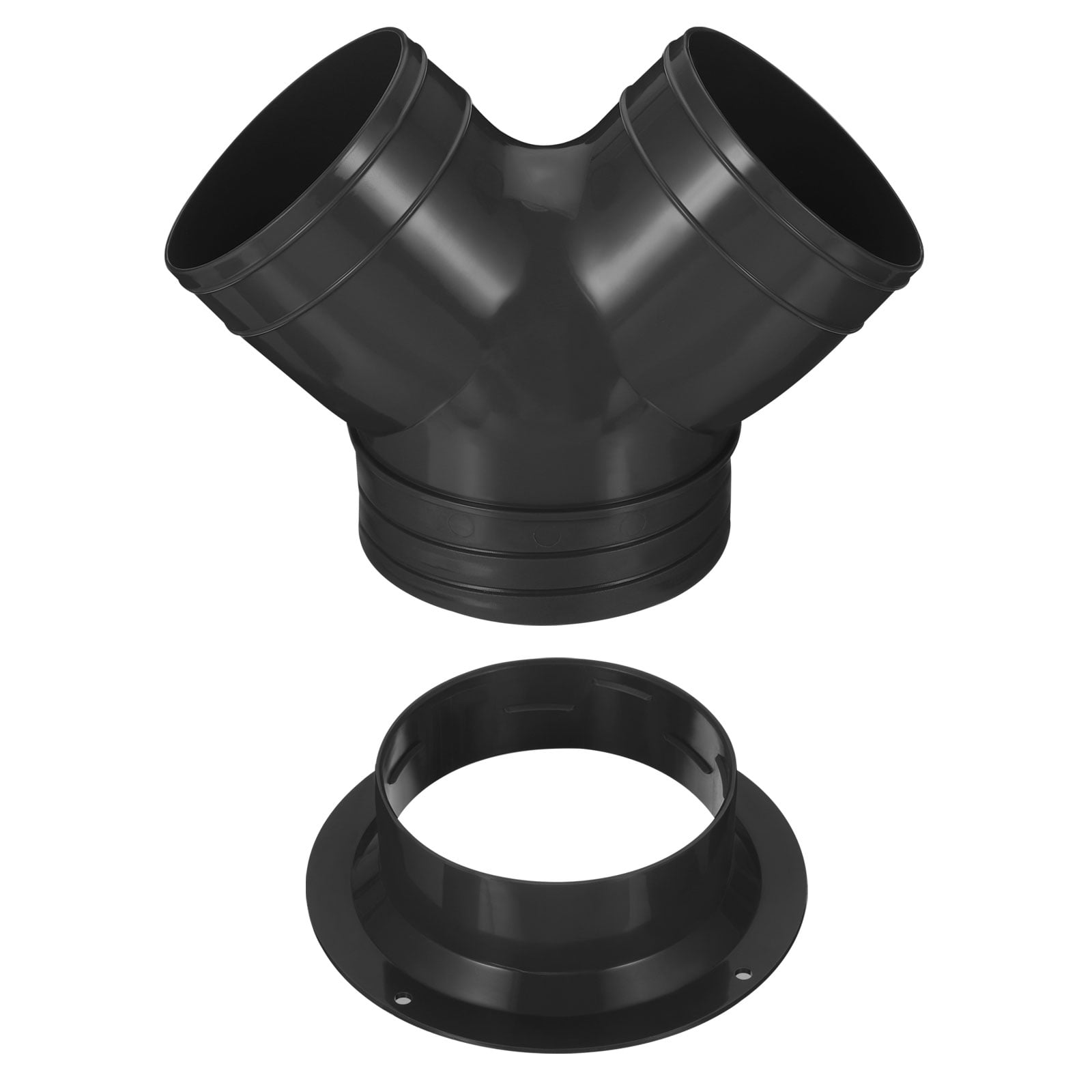 Uxcell 3"x3"x4" Y Reducer Connector 3 Way Duct Splitter Exhaust Pipe Adapter with Flange Black
