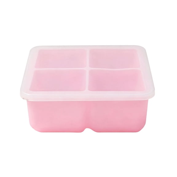 Silicone Freezer Tray 4 Cavity Food Grade Square Storage Container With Lid Divided Mold For Ice Cubes Food Preservation