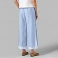 thumbnail image 4 of Eashery Women's Casual Linen Pants Lounge Pants Comfortable Straight Calf-Length Pants Women Pants (Solid Color,Sky Blue,S), 4 of 5