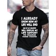 thumbnail image 1 of 1pc Men'S Casual Crew Neck T-Shirt, Knit Fabric with Slight Stretch, Regular Fit, Summer Fashion, Printed Humorous Quote Tee, 1 of 8