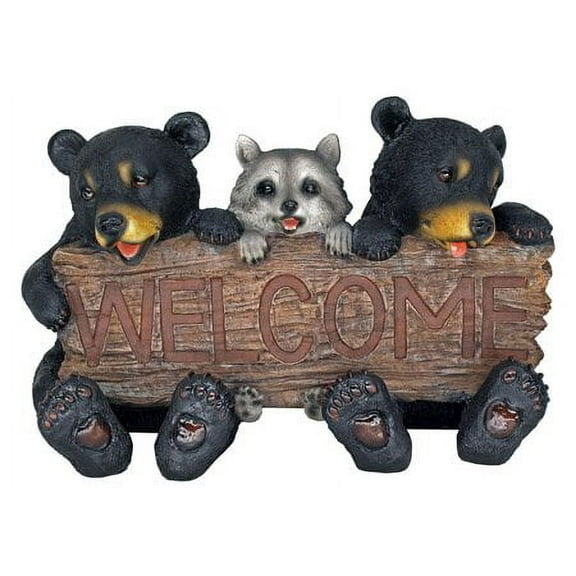 Forest Pals Welcome Sign Black Bears & Racoon