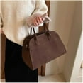 thumbnail image 3 of Omlopp Womens Suede Tote Bag, Faux Leather Tote Bag for Women Vintage Top Handle Bag Fashion Retro Shoulder Satchel Bag-Coffee Color-Small, 3 of 8