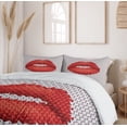 thumbnail image 6 of Ambesonne Feminine Duvet Cover Sets, Retro Effect Lips Design, 2-King, Grey and Red, 6 of 7