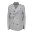 thumbnail image 5 of Clearance! Ogiraw Blazers For Women Business Casual Women's Lapel Button Knitted Patchwork Sleeve Casual Coat Cropped Double Breasted Suit Sweater For Women Women'S Blazers & Suit Jackets Grey, 5 of 7