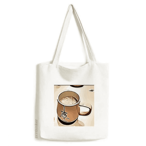Effect Outline Mellow Drink Milk Tea Tote Canvas Bag Shopping Satchel Casual Handbag