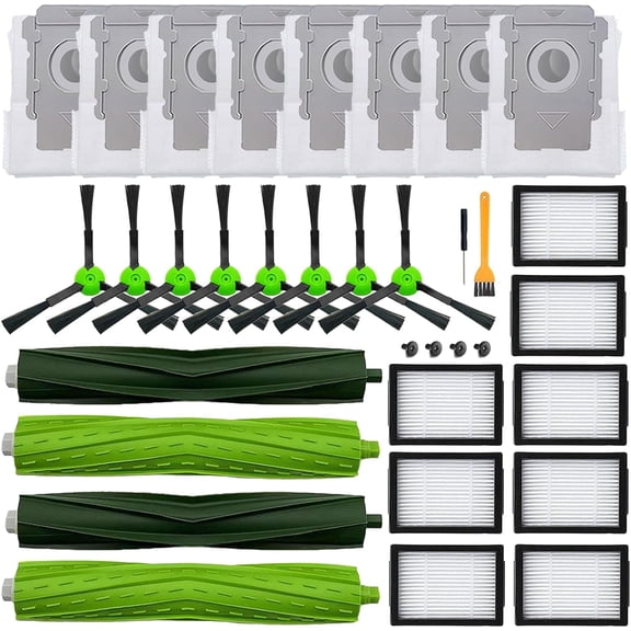 26 Pack Replacement Parts Accessories Compatible for iRobot Roomba i3 i3  i7 i7  i4 i6 i6 i8 i8 /Plus E5 E6 E7 J7 i5 j5  I,E&J Series Vacuum Cleaner 2 Roller Brush & 8 Filters &8 Side Brushes &8 bags