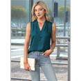 thumbnail image 5 of Womens Summer Sleeveless Silk Satin V Neck Business Casual Tank Tops Sea Blue S, 5 of 7