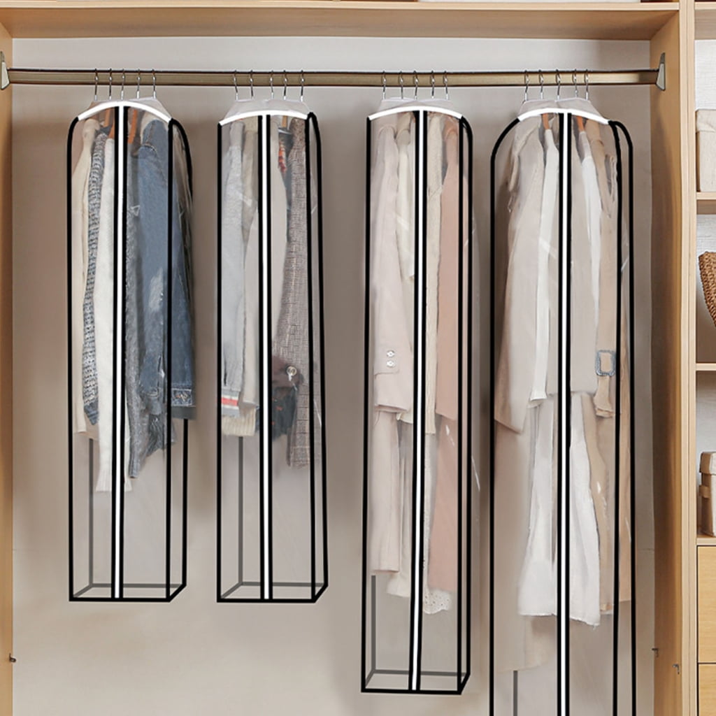 Clear Waterproof Hanging Garment Cover Dustproof Storage Bag For Coat Dresses Suits