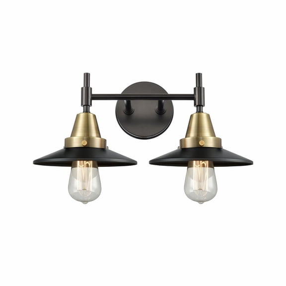 447-2W-BAB-M6-BK-Innovations Lighting-Railroad - 2 Light Bath Vanity-7.25 Inches Tall and 17 Inches Wide-Black Antique Brass Finish-Matte Black Shade