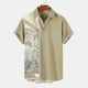 thumbnail image 2 of Camisas Para Hombre Manga Larga Camisa de manga corta con solapa y hebilla de bolsillo con impresión digital 3D para hombre (Khaki, XXL), 2 of 4