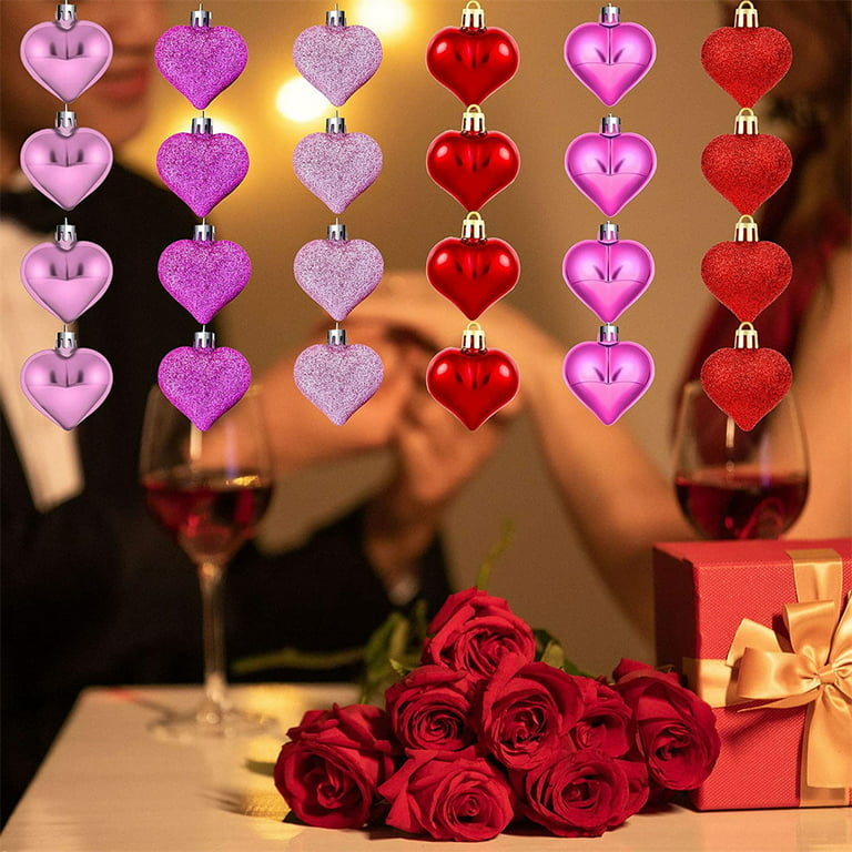 Valentine\'s Day Heart Shaped Ornaments, 24 Pcs Valentines Heart ...