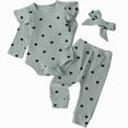 thumbnail image 4 of Paguaki Baby Girl Clothes Toddler Baby Girl Clothes 3 6 9 12 18 72 Months Fall Outfits Heart Print Romper and Pants with Bow Headband Hat, 4 of 4