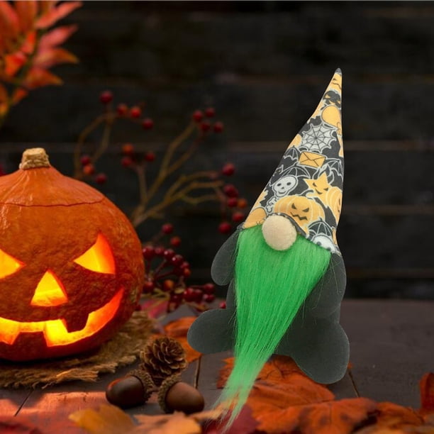 Fiudx Gnomo de Halloween, Adorable Muñeco de Tela, Diseño de Poste de Pie, Adorno Festivo para Mesa, Decoración para Dormitorio y Sala de Estar, Regalo Navideño, Tamaño 22 X 10 X 7 Cm, Juego de 2
