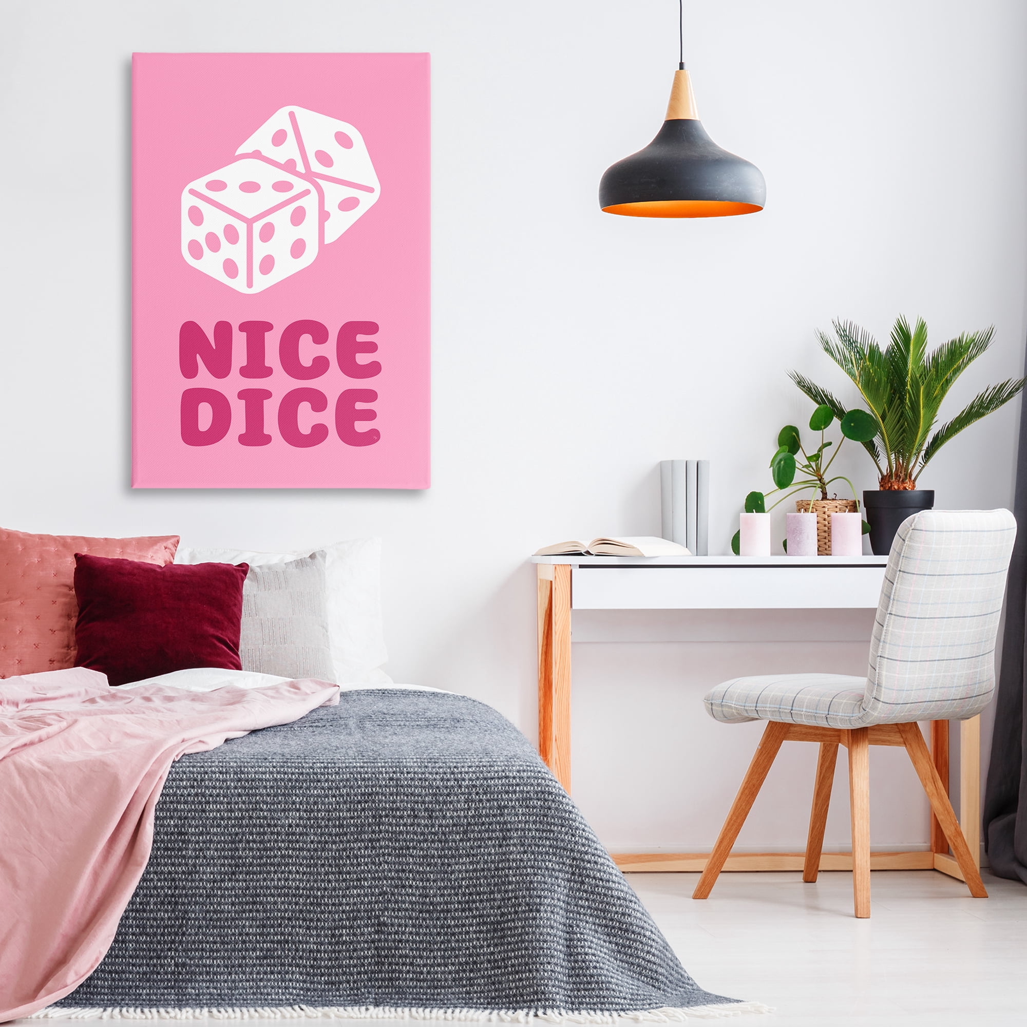 Stupell Industries Nice Dice Phrase Entertainment Painting Wrapped Canvas Art Print Wall Art, 30 x 45