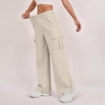 thumbnail image 6 of JJHGVB Cargo Pants Women High Waisted Cargo Pants Women Straight Leg Sweatpants for Women Womens Trousers Pants Women Trendy Ladies Pants Casual Dressy Athletic Pants for Women Beige L, 6 of 8