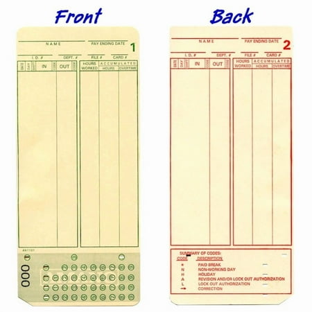 1000 Ct. Amano MJR7000, MJR8000, MJR8100 Time Clock Time Cards, numbered 000-099