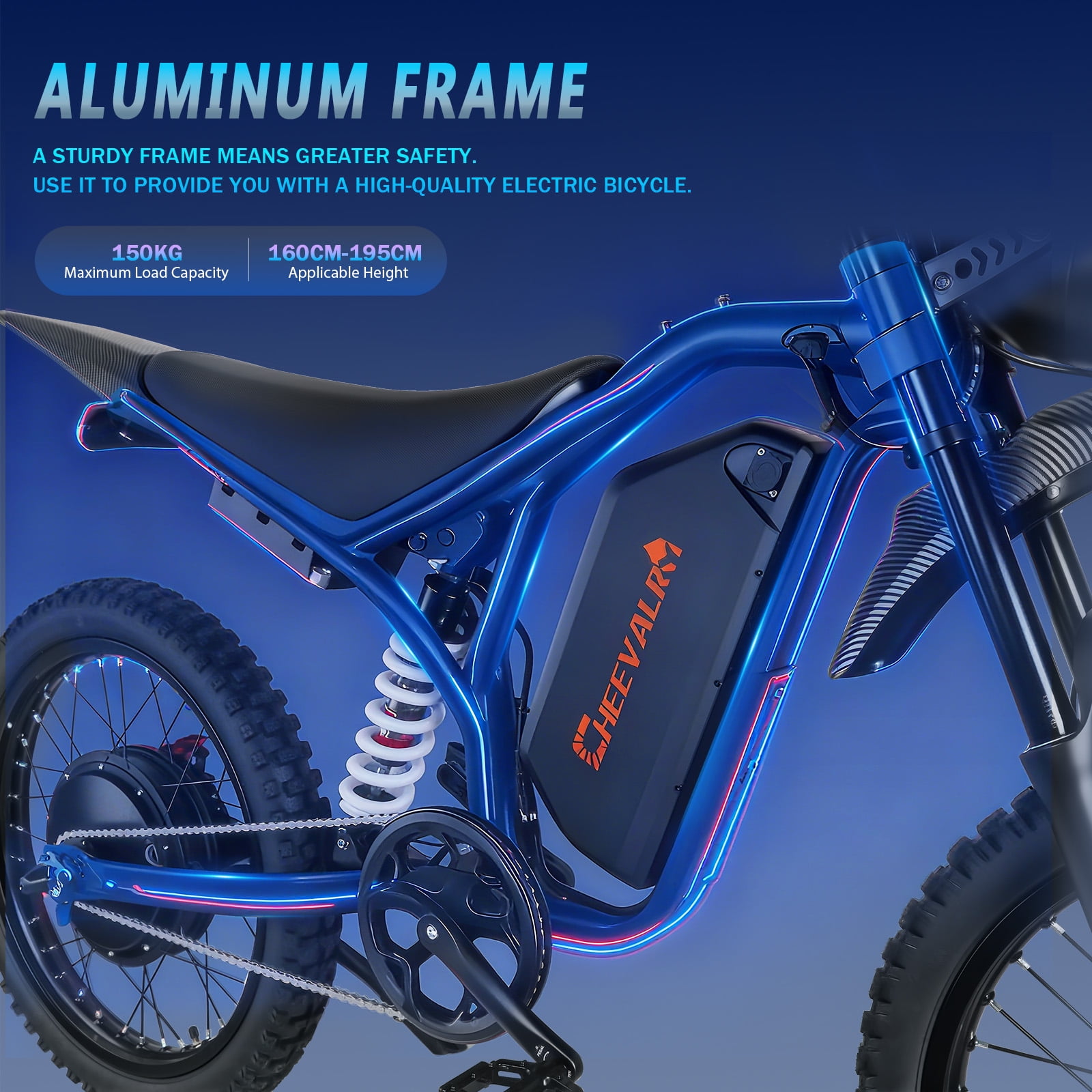 Cheevalry GS20 3000W E-Mountain Bike, 60V 32AH, 37MPH Top Speed, 43 Miles Range, NFC Off-Road Electric Bike