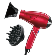 InfinitiPRO by Conair Travel Size Compact with Folding Handle Professional Ionic Hair Dryer, 1875 Watts, Red