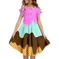 thumbnail image 4 of WhouRiu Girls Cartoon Print Smocked Tie Straps Dress Summer Beach Sundress Pink,Sizes 3-4, 4 of 5