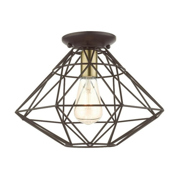 1 Light Flush Mount in Geometric Style 13.5 inches Wide By 9.5 inches High-Bronze Finish Bailey Street Home 218-Bel-4362980
