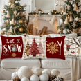 thumbnail image 2 of Merry Christmas Decorations Pillow Covers 16x16 Inch Set of 4 Red and Golden Christmas Tree Let it Snow Jingle Bells Joy Snowflake Throw Pillow Cases Farmhouse Winter Decor, 2 of 6