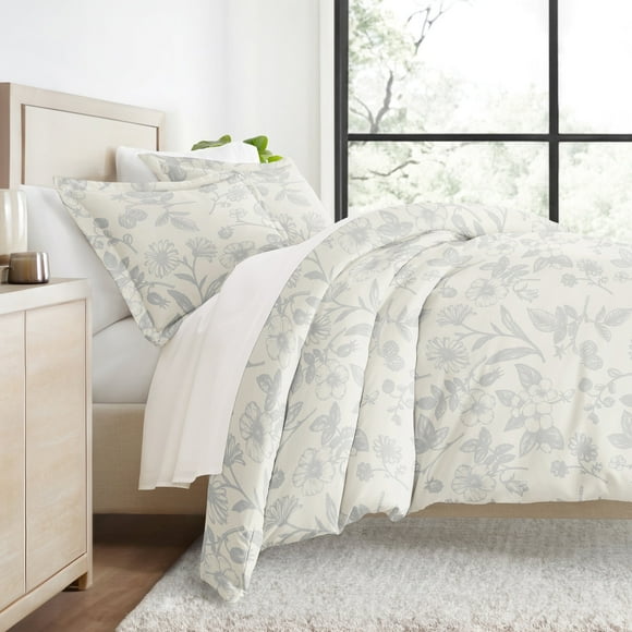Juego de Funda Nórdica - Ultra Suave y Transpirable - Floral de Granja Azul Claro para Ropa de Cama Tamaño King de Comfort Canopy