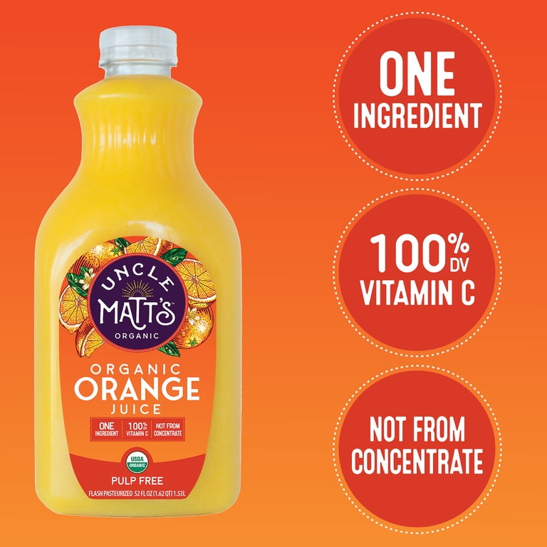 Uncle Matt's Organic Pulp Free Orange Juice, 52 oz - Walmart.com