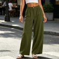 thumbnail image 4 of Women Corduroy Pants Business Casual Slacks Elastic High Waisted Straight Wide Leg Pleated Pockets Work Office Clothes Dressy Spring Bottoms, 4 of 6
